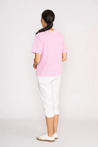 Model wearing White Pant - 3/4, Scoop Cuff By Esplanade Available at Beetees Nelson